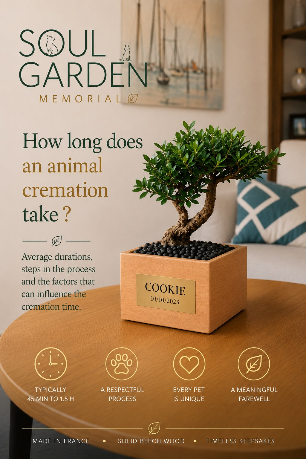 SOUL GARDEN pet cremation guide explaining how long dog and cat cremation takes