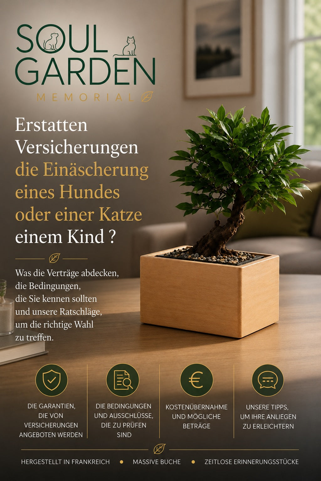 SOUL GARDEN Tierurne zum Thema Versicherung und Kostenübernahme der Einäscherung eines Hundes oder einer Katze